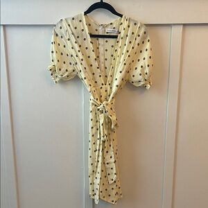 Faithfull the Brand Yellow Dress with Brown Polka Dots